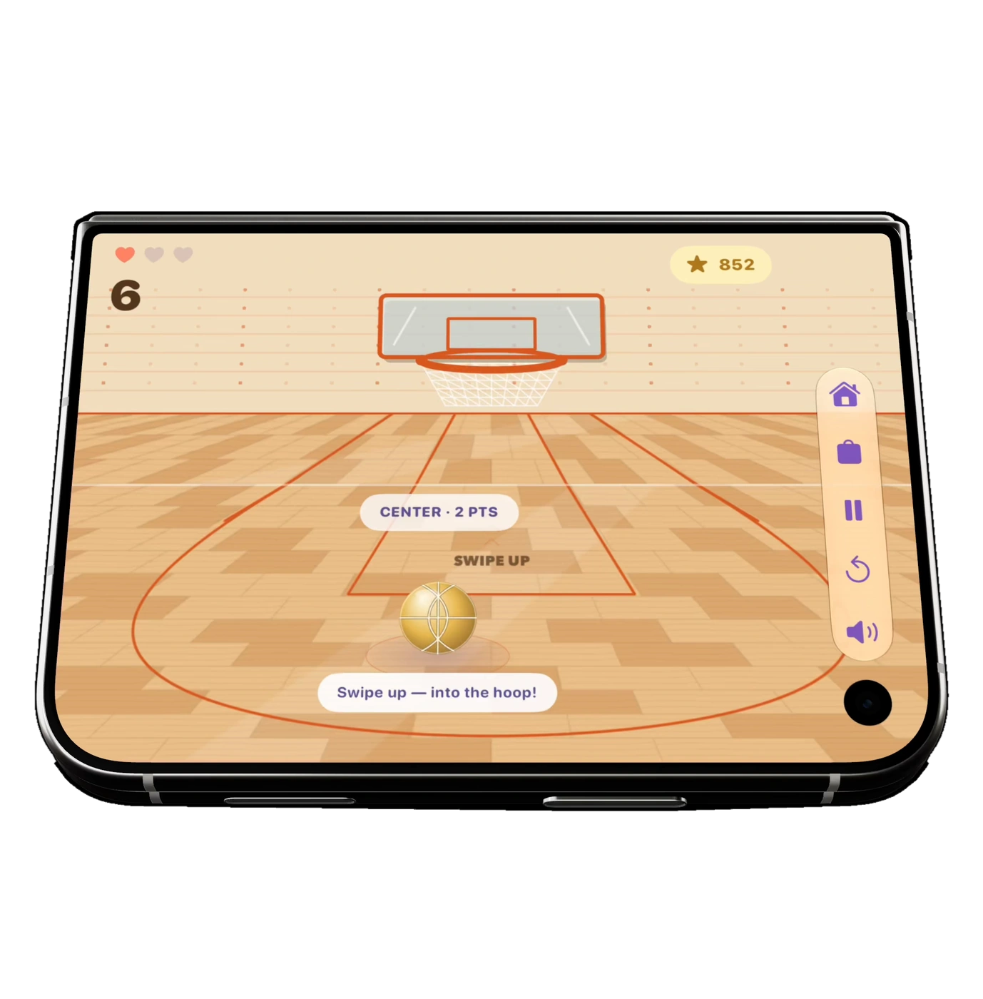 Basket Duo gameplay video: the iPhone turns from landscape into portrait